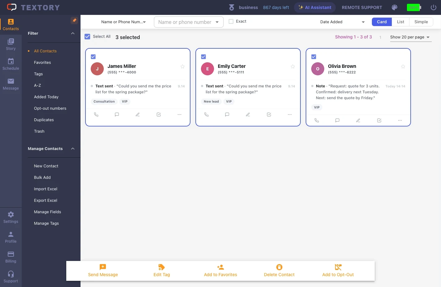 Add a tag to several customers